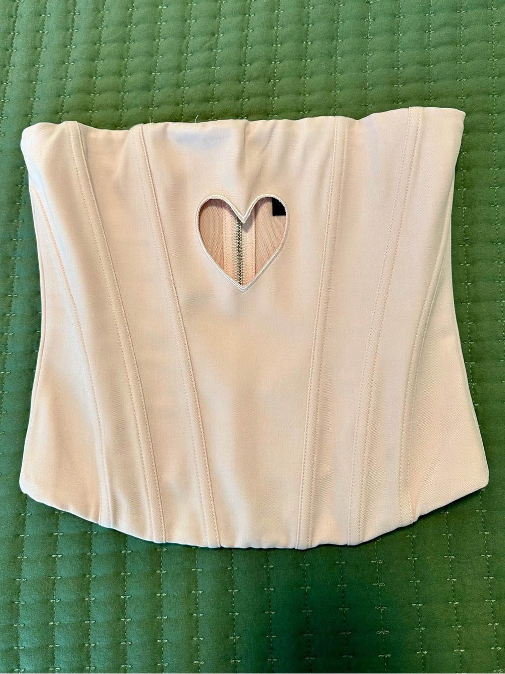 White Fox Boutique Baby Pink Heart-Cutout Strapless Corset Top Size S